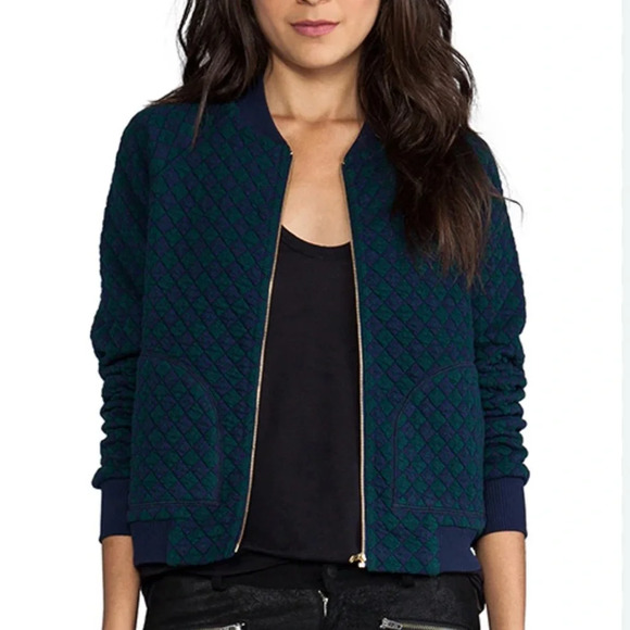 Marc By Marc Jacobs Jackets & Blazers - Marc By Marc Jacobs Blue Bomber Jacket with Fitted Silhouette and Gold Zipper